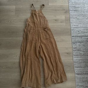 Free People Cypress Ave Overalls Jumpsuit Tan